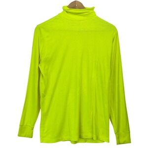 Medalist Turtleneck Top L Neon Yellow Vintage 80s 90s Retro Neon Streetwear